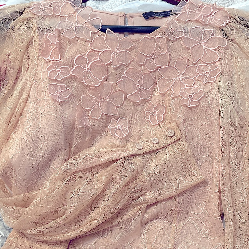 Elegant Lace Blouse in Peach by Zara